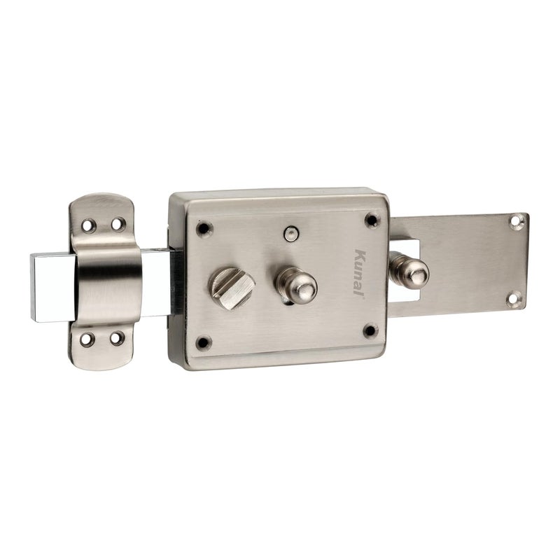 Kunal Inter Lock Main Door | Office Door | Bed Room | Living Room Door Heavy Duty 6 Turn Lock with Locking Knob 3 Brass Ultra Keys Material - SS Finish - SS (Pack -1) (6 Turn) - Image 3