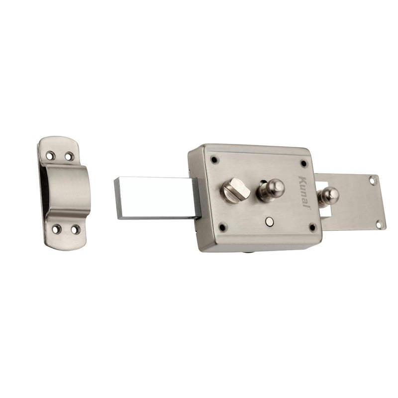 Kunal Inter Lock Main Door | Office Door | Bed Room | Living Room Door Heavy Duty 6 Turn Lock with Locking Knob 3 Brass Ultra Keys Material - SS Finish - SS (Pack -1) (6 Turn) - Image 5