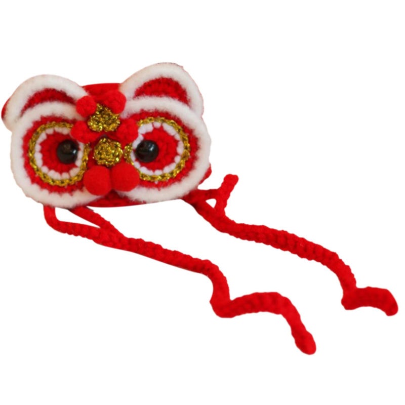 Comfortable Wool Cat Costume Red Hat for Chinese New Year Pet Clothing - Image 3