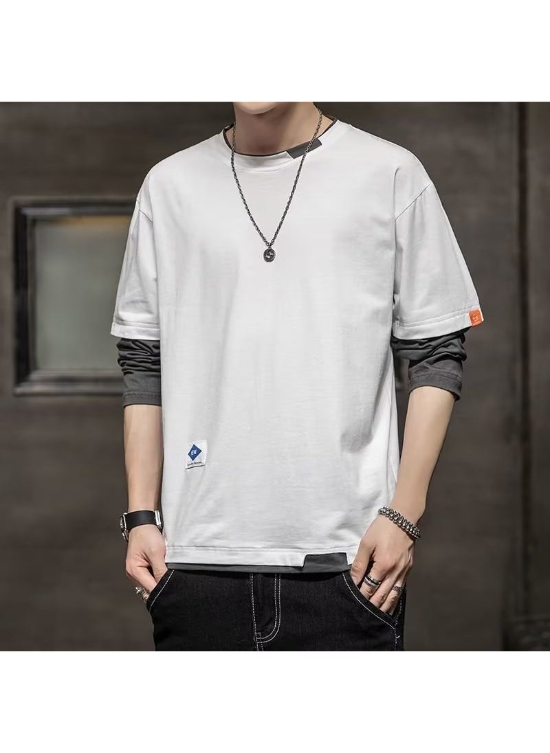 Generic - Mens Long Sleeve T-Shirt Casual Layered Print Black - Image 1