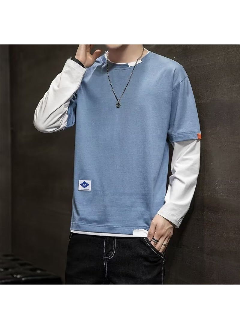 Generic - Mens Long Sleeve T-Shirt Casual Layered Print Black - Image 1