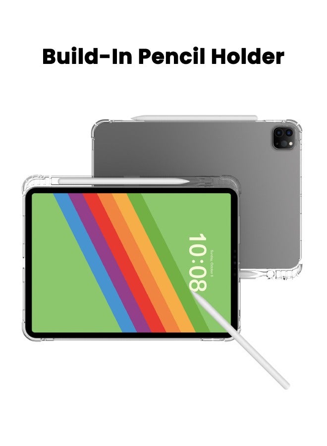 Case Cover for iPad Pro 11-inch 2022/2021/2020/2018, Soft Silicone Durable TPU Case with Pencil Holder, Shock-absobing Corners Anti-Fall Airbags, Simple Clear Case for iPad Pro 11 4th Generation 2022 / 3rd Gen 2021/ 2nd Gen 2020 / 1st Gen 2018 - Clear - Image 3