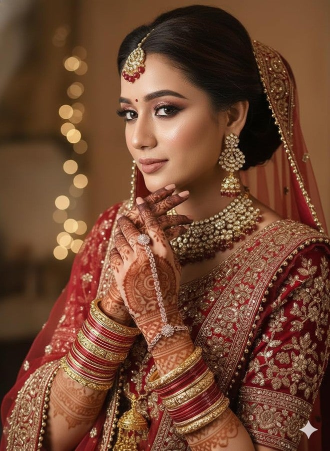 TANAIRA Rose Gold Cubic Zirconia Studded Ad Fashionable Hathphool | Pearls & Kundan Dazzling Ring with Bracelet - Image 3