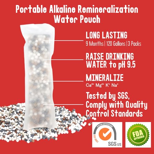 Tylola AlkaEnergy 3-Pack Alkaline Water Filter Pouches|pH 9.5, Boosts Water pH, Adds Essential Minerals for Hydration & Wellness| for Bottles & Jugs (50g/pack) - Image 2