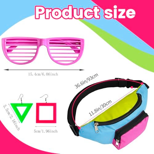 YAROMO 80s Women Workout Outfit 80s 90s Accessories Headband Wristband Fanny Pack - Image 3