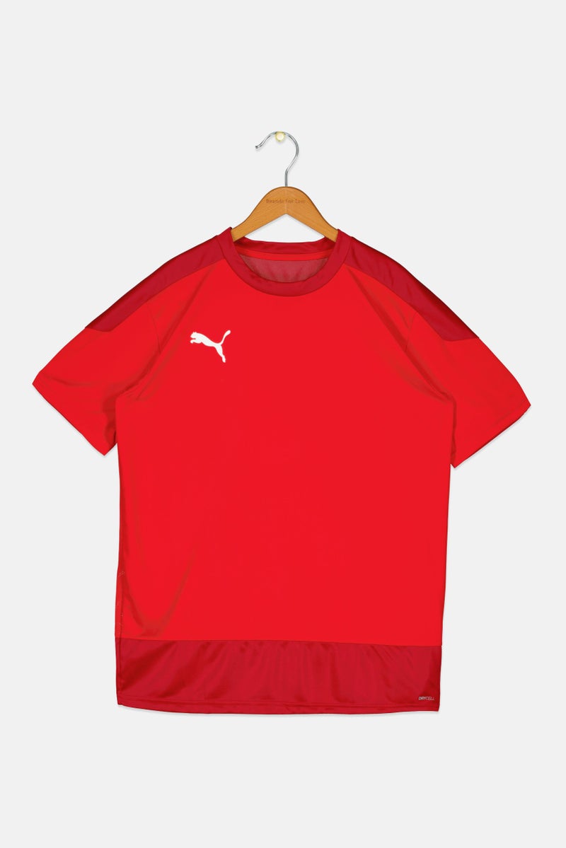 PUMA قميص جولف قصير الأكمام للأطفال الأولاد بشعار العلامة التجارية، أحمر - Image 2