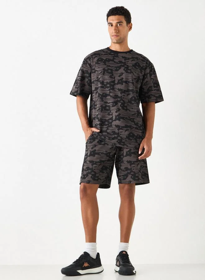Kappa Kappa Printed Shorts with Drawstring Closure and Pockets