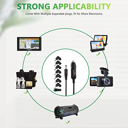 Czepa 12v Car dc Charger Power Cord with 8 Connectors for Cigarette Lighter Portable DVD Player, Car DVR, GPS, Bluetooth Speakers, Breast Pump, Car Refrigerator, Air Compressor, Heating Cup - Image 3