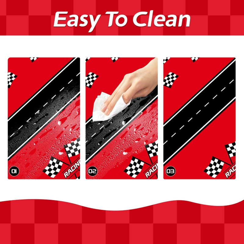 Childom 3Pcs Racing Car Plastic Tablecloth, Race Birthday Party Decorations, 54'' x 108'' Checkered Table Cloth Decor, Favors Rectangular Tablecloth for Boys Baby Shower Home - Image 3