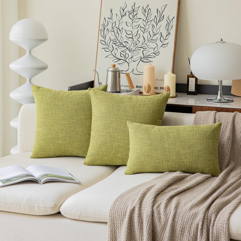 K KEVIN TEXTILE Kevin Textile Pack of 2  Decorative 2 Tone Fresh Linen Pillow Covers Cushion Cover for Chair/Sofa/Bed/Car  16 x 16 Inches Linden Green  - Image 4