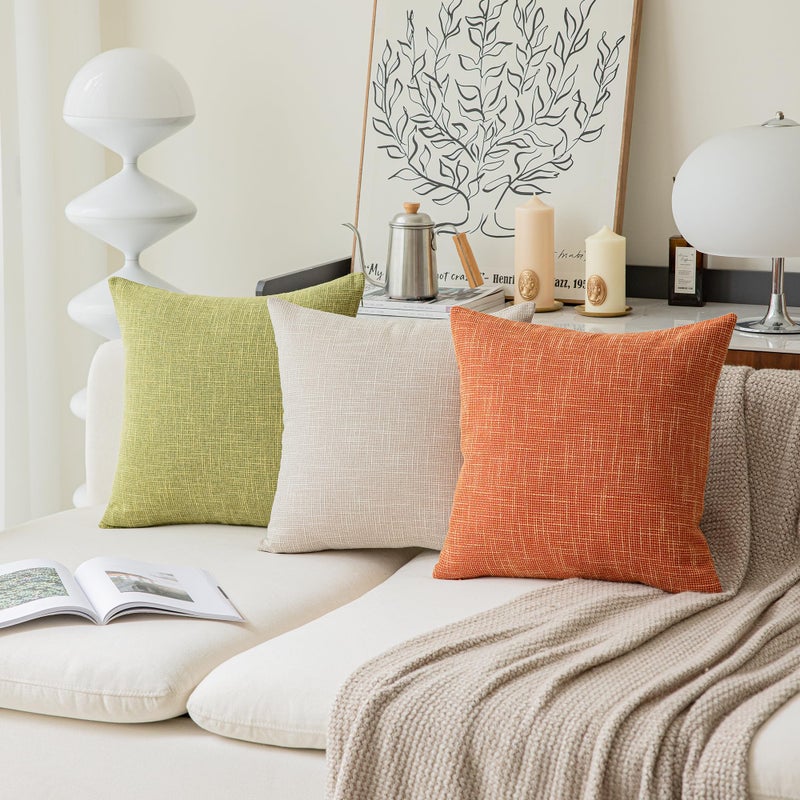 K KEVIN TEXTILE Kevin Textile Pack of 2  Decorative 2 Tone Fresh Linen Pillow Covers Cushion Cover for Chair/Sofa/Bed/Car  16 x 16 Inches Linden Green  - Image 5