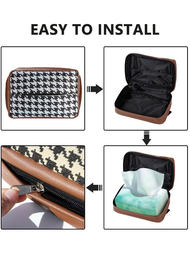 SUCITY Car Sun Visor Tissue Holder Paper Towel Bag Cover, Back Seat Headrest Hanging Napkin Clip, Multi-Use Car Tissue Paper Case for Car/Truck/Home/Office/Restaurant (BROWN)  - Image 2