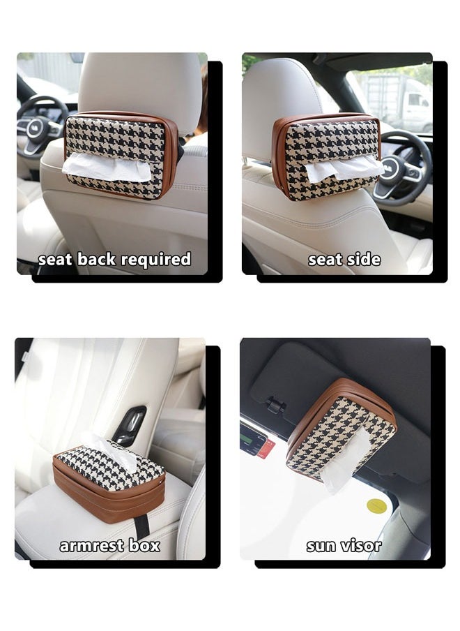 SUCITY Car Sun Visor Tissue Holder Paper Towel Bag Cover, Back Seat Headrest Hanging Napkin Clip, Multi-Use Car Tissue Paper Case for Car/Truck/Home/Office/Restaurant (BROWN)  - Image 4