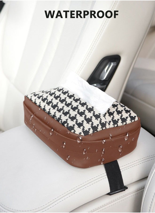 SUCITY Car Sun Visor Tissue Holder Paper Towel Bag Cover, Back Seat Headrest Hanging Napkin Clip, Multi-Use Car Tissue Paper Case for Car/Truck/Home/Office/Restaurant (BROWN)  - Image 3