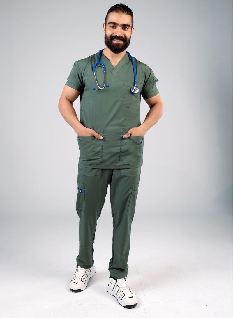 RZ The ideal choice for medical professionals is a medical scrub from RZ for men, in olive color.  - Image 2