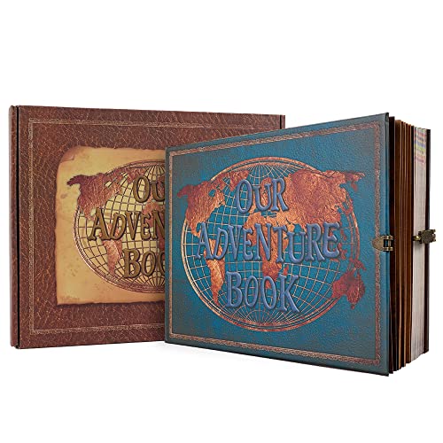 JIMBON Our Adventure Book 180 Pages Scrapbook Photo Album,Retro Style Embossed Letter Leather Cover Travel Diary Journal Scrap Book For Couples,Memory Book For Anniversary Wedding - Image 1