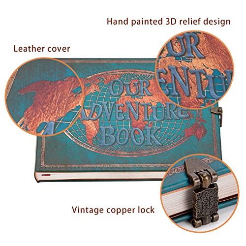 JIMBON Our Adventure Book 180 Pages Scrapbook Photo Album,Retro Style Embossed Letter Leather Cover Travel Diary Journal Scrap Book For Couples,Memory Book For Anniversary Wedding - Image 4
