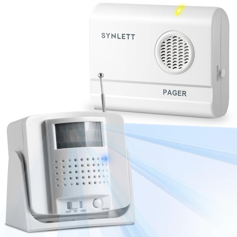 SYNLETT Bed Alarm Caregiver Pager with Wireless Motion Sensor Alarm Indoor Fall Prevention for Elderly Monitoring Seniors Dementia Patients Seniors Home Door Chime - Image 1