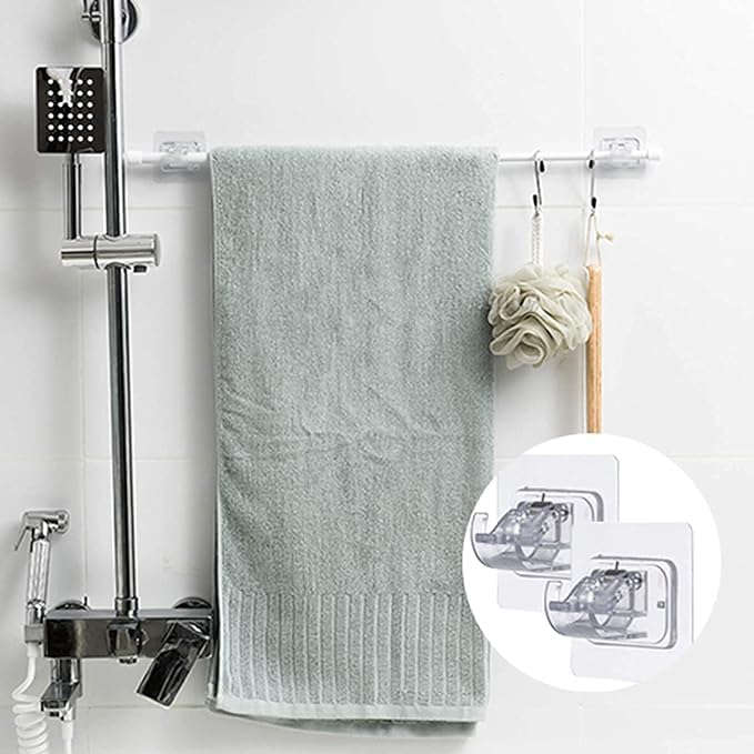 Wishbone Wishbone Hook Pipe Holder Self Adhesive Curtain Rod Holder Without Drill Curtain Rod Hooks Nail Free Adjustable Curtain Hangers 4PCS  - Image 3