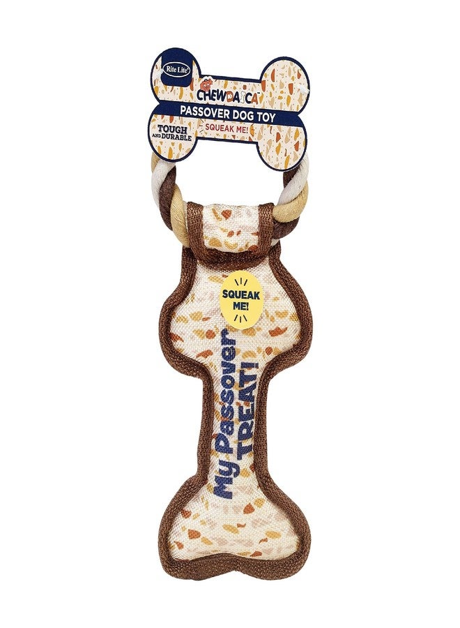 Rite Lite Chewdaica Passover Bone Squeaky Dog Toy, Perfect Passover Gift, Passover Dog Toys, Matzah Pattern Dog Toy, Passover Gifts for Dog Owners - Image 1