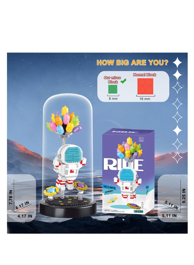 Balloon Astronaut Building Set with Dust Cover, 489 PCS Mini Micro Spaceman Blocks for Home Office Decor, Perfect Gift for Adults, Kids, Boys, and Girls, Made of Durable ABS Plastic. - Image 2