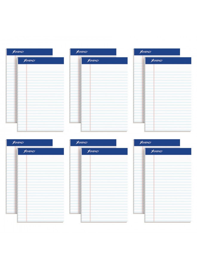 Ampad دفاتر أمباد القانونية 5 × 8، 12 حزمة، مسطرة ضيقة، ورق أبيض، 50 ورقة لكل دفتر كتابة، باد وأمريكان، صنع في الولايات المتحدة (20-364) - Image 1
