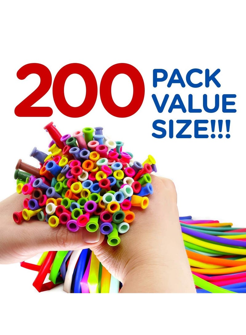 KASTWAVE 200Pcs DIY Twisting Balloons with Hand Pump - Double Action Pump for Sculpting Balloon Animals. Premium Balloons, Birthdays Wedding Anniversaries Party Decorations Multicolor, Risk-Free - Image 2