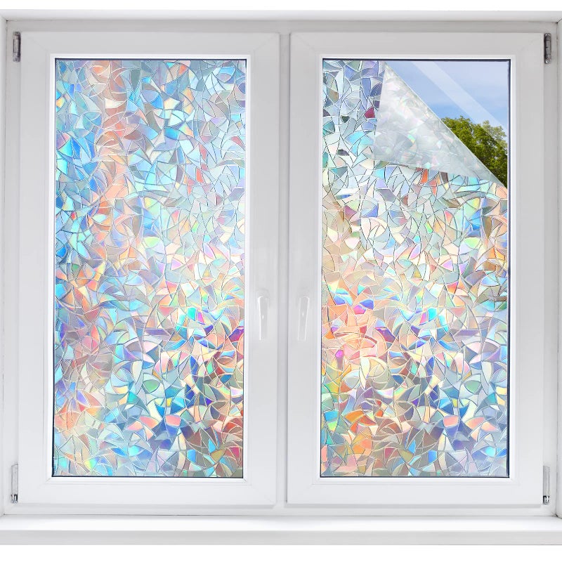 STATINT Privacy Window FilmDecorative Stained Glass FilmRainbow Static Cling Heat Control NonAdhesive Window Stickers for Home Door Decals295 Inch X 131 Feet