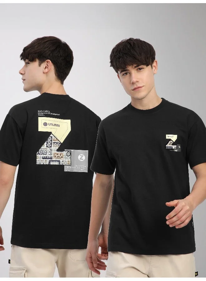 Beyoung Black Z Embroidered Patch Oversized T-Shirt