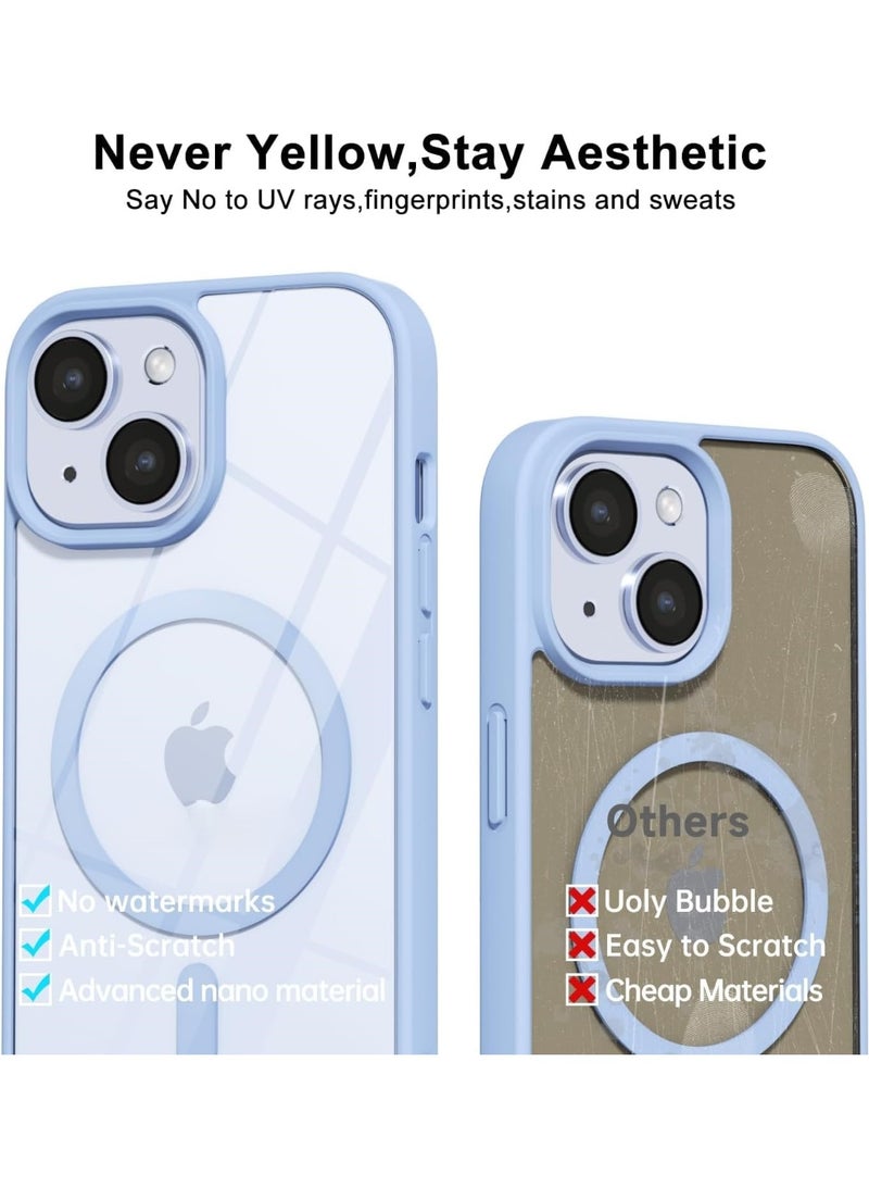 أكاليكس حافظة مغناطيسية لهاتف iPhone 13 وiPhone 14، متوافقة مع MagSafe، غطاء فاخر مطلي، حافظة هاتف شفافة ناعمة من مادة TPU مقاومة للصدمات، (أزرق سماوي) - Image 4