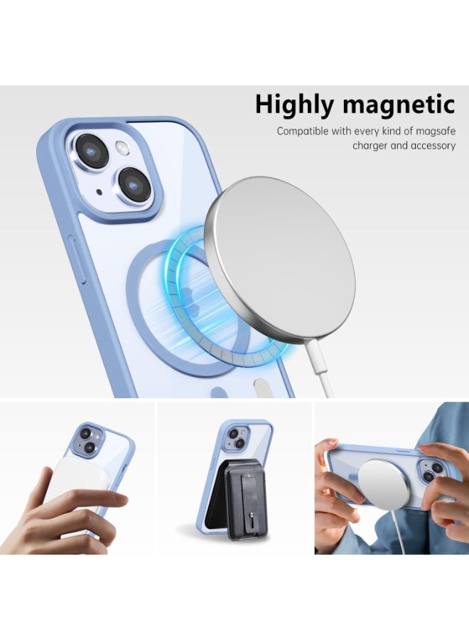 أكاليكس حافظة مغناطيسية لهاتف iPhone 13 وiPhone 14، متوافقة مع MagSafe، غطاء فاخر مطلي، حافظة هاتف شفافة ناعمة من مادة TPU مقاومة للصدمات، (أزرق سماوي) - Image 3