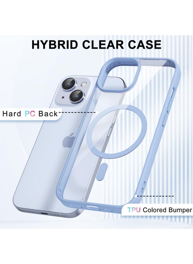 أكاليكس حافظة مغناطيسية لهاتف iPhone 13 وiPhone 14، متوافقة مع MagSafe، غطاء فاخر مطلي، حافظة هاتف شفافة ناعمة من مادة TPU مقاومة للصدمات، (أزرق سماوي) - Image 2