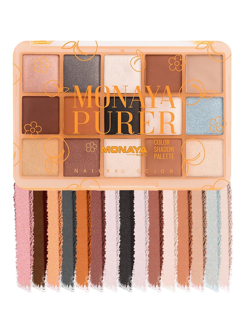 مونايا Y014 لوحة ظلال بيور، باليت آيشادو ثابت ويمتزج بسهولة بألوان طبيعية — مجموعة مكياج ظلال عيون بـ 15 لون - Image 1