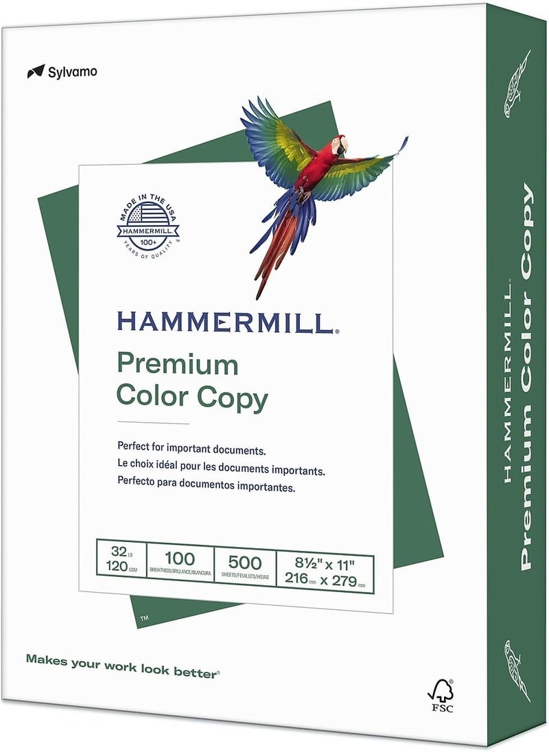 Hammermill Printer Paper, Premium Color 32 Lb Copy Paper, 8.5 X 11-1 Ream (500 Sheets) - 100 Bright, Made In The Usa, 102630 - Image 1