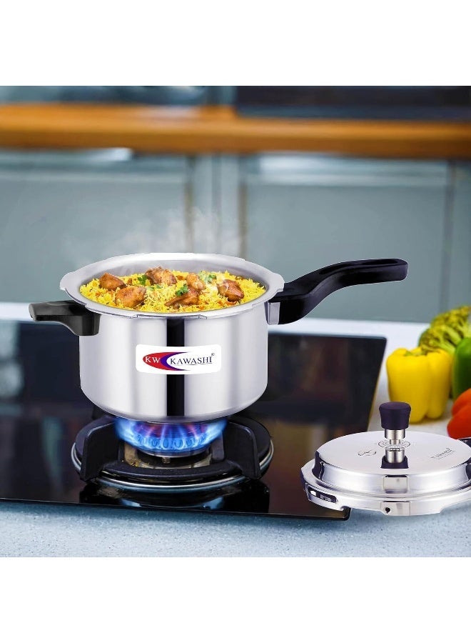 Kawashi 5 Liter Stainless Steel Pressure Cooker | Heavy-Duty Base | Safe Lock System | Fast & Even Cooking - Image 4