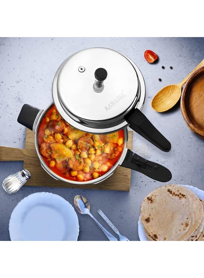 Kawashi 5 Liter Stainless Steel Pressure Cooker | Heavy-Duty Base | Safe Lock System | Fast & Even Cooking - Image 2