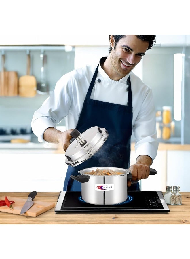 Kawashi 5 Liter Stainless Steel Pressure Cooker | Heavy-Duty Base | Safe Lock System | Fast & Even Cooking - Image 5