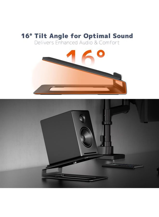 PUTORSEN Studio Monitor Stand with Vibration Damping | 10 kg Load Capacity | 16° Tilt Angle | Compact 7.5-10 cm Height | For PC Speakers & Soundbars (Pair) - Image 4