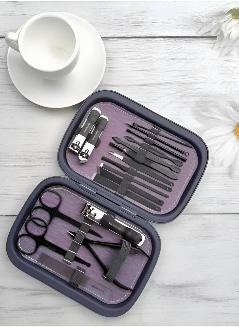 18 Piece Professional Pedicure and Nail Clipper Manicure Tool Set Purple