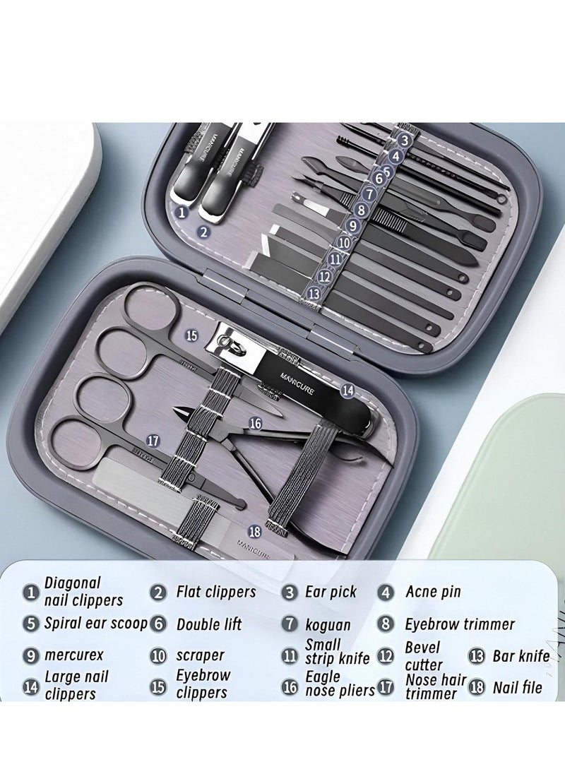 18 Piece Professional Pedicure and Nail Clipper Manicure Tool Set Purple
