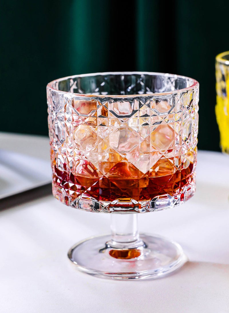 طقم أكواب زجاجية مقصوصة على شكل ماسة، سعة 300 مل، مكون من 6 قطع، أكواب متعددة الاستخدامات للمشروبات والحلويات للعصائر والمشروبات المخفوقة والبارفيه، مصنوعة من زجاج شفاف فاخر، مثالية للاستخدام المنزلي واليومي - Image 3