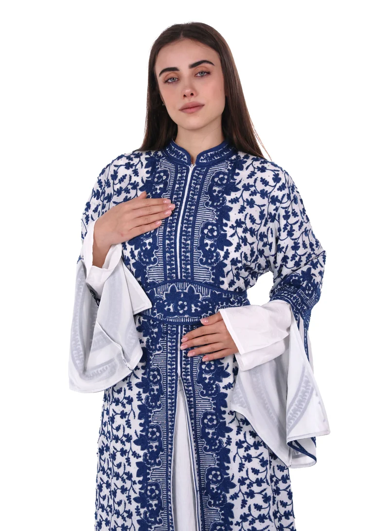 AL BENT AL SHARQIEH blue Embroidered kaftan arabian dress for Women | Best Price UAE