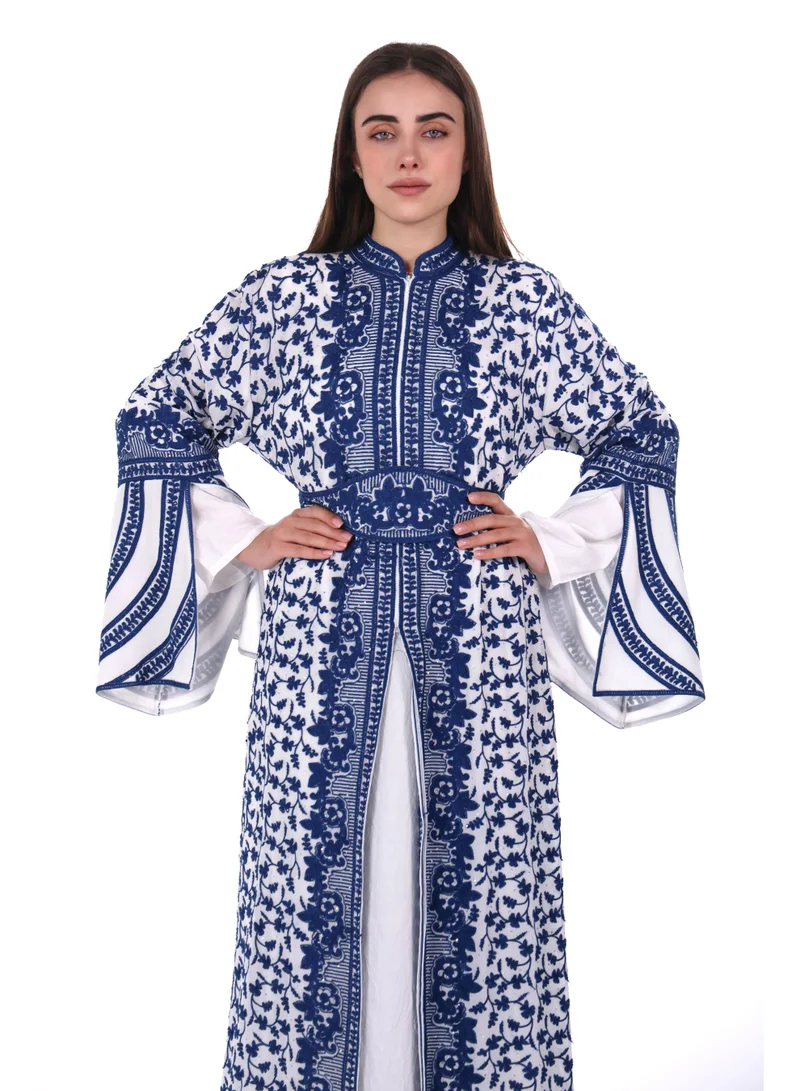 AL BENT AL SHARQIEH blue Embroidered kaftan arabian dress for Women | Best Price UAE