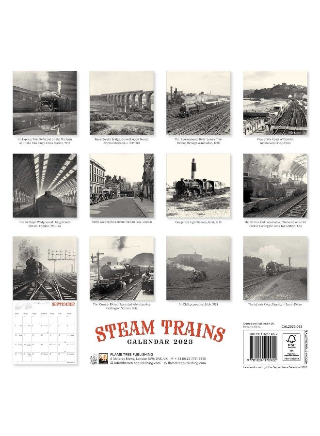 Flame Tree Publishing Steam Trains Heritage Wall Calendar 2023 (Art Calendar) - Image 2
