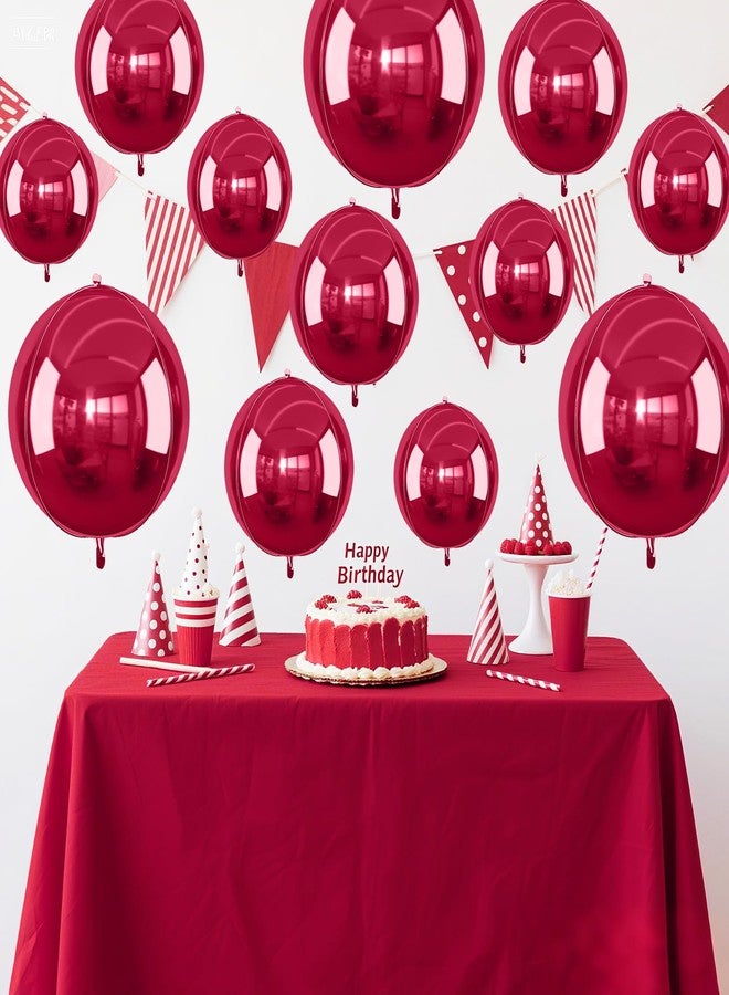 Vibzox 12Pcs Burgundy Red Round Foil Balloons, 22" 15" 10" 4D Helium Maroon Ball Balloon, Metallic Deep Red Foil Balloon for Birthday Graduation Wedding Baby Shower Valentine's Day Prom Party Decorations - Image 5