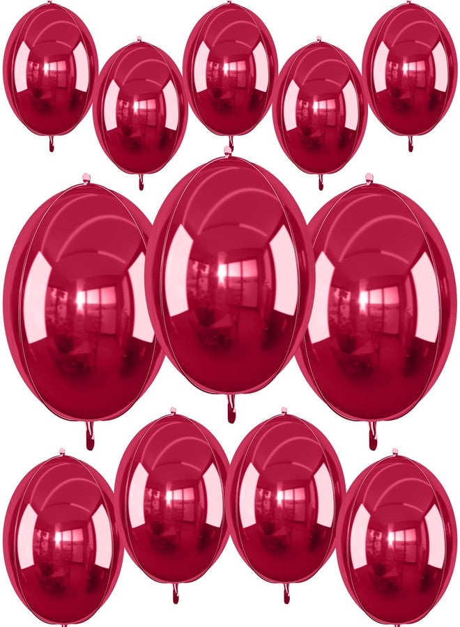 Vibzox 12Pcs Burgundy Red Round Foil Balloons, 22" 15" 10" 4D Helium Maroon Ball Balloon, Metallic Deep Red Foil Balloon for Birthday Graduation Wedding Baby Shower Valentine's Day Prom Party Decorations - Image 1