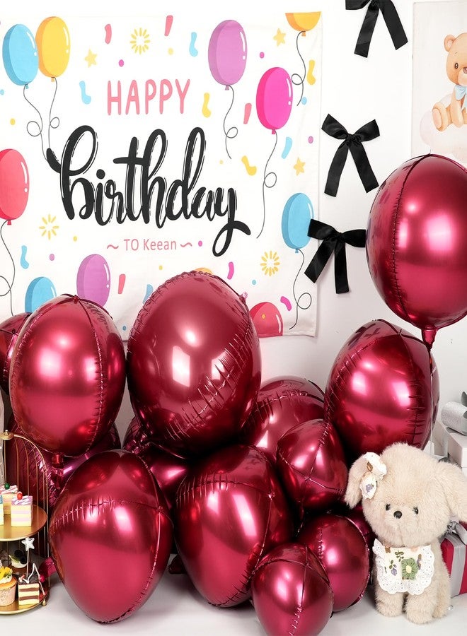 Vibzox 12Pcs Burgundy Red Round Foil Balloons, 22" 15" 10" 4D Helium Maroon Ball Balloon, Metallic Deep Red Foil Balloon for Birthday Graduation Wedding Baby Shower Valentine's Day Prom Party Decorations - Image 3