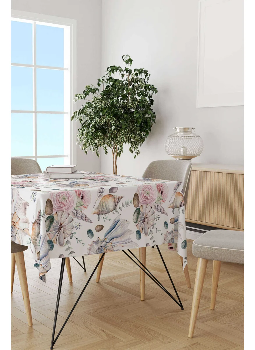 Cango Home Pink Beige Seashell Flower Patterned Tablecloth CGH031-MS