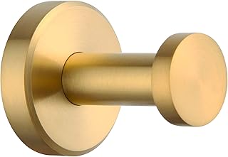 APLusee Bathroom Towel Hook Brushed Gold,  SUS 304 Stainless Steel Round Coat Robe Hanger, Contemporary Decorative - Image 1