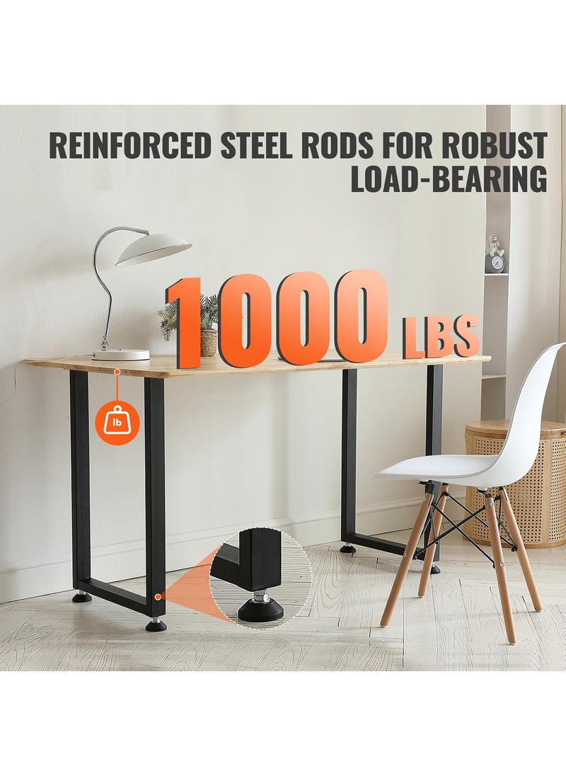VEVOR VEVOR 28 Inch Adjustable Furniture Legs Square Reinforced Steel Office Table Legs Set of 2 for DIY Max Load 1000 lbs Heavy Duty Desk Legs Quick Instalation Rich Accessories Legs Black  - Image 3